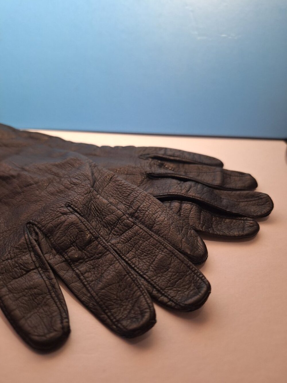 Black Leather Gloves Made in France Size 7 - Picture 14 of 16